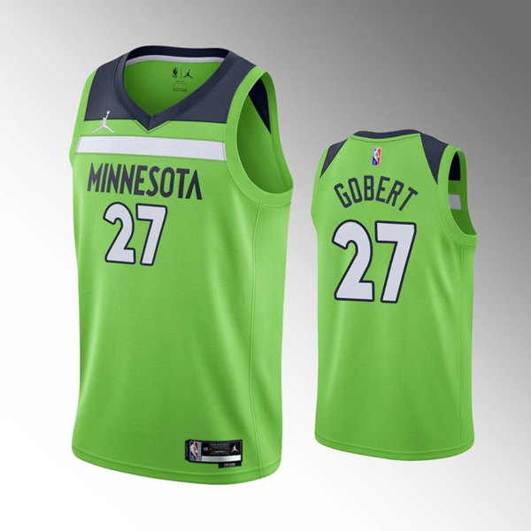 Men's Minnesota Timberwolves #27 Rudy Gobert Statement Edition Green 75th Anniversary Swingman Stitched Jersey - Click Image to Close